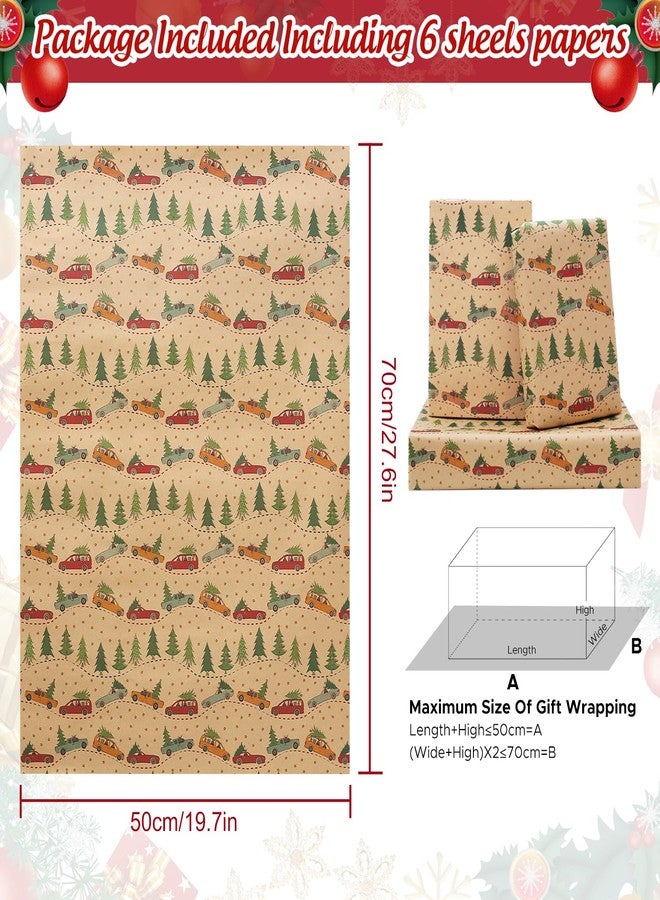 AircooL Christmas Car Wrapping Paper - Colorful Truck & Tree Wrap Paper, 6 Folded Sheets 28x20 Inches for New Year, Xmas & Winter Holiday - Image 2